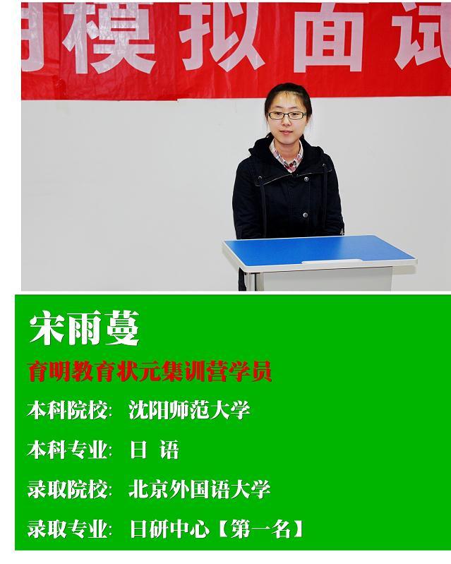 2015年北京外国语大大学日研中心考研第1名